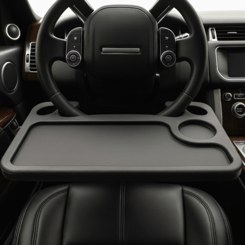Portable Car Steering Wheel Table – Two-Sided Design, Lunch Tray & Laptop Holder
