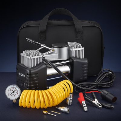Double Cylinder Car Air Pump – 12V High Pressure Tire Inflator & Air Compressor - Image 3