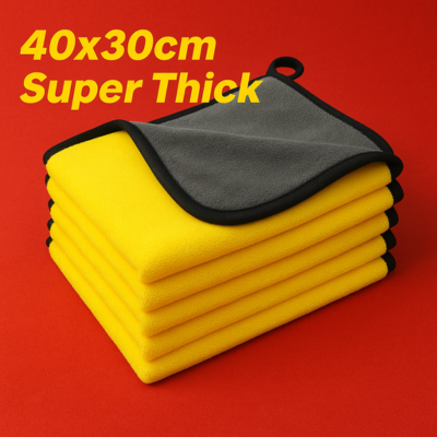 Microfiber Cleaning Cloth 40x30cm – Gray & Yellow 800 GSM Towel for Car, Bike, Kitchen & Home - Image 3