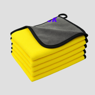 Microfiber Cleaning Cloth 40x30cm – Gray & Yellow 800 GSM Towel for Car, Bike, Kitchen & Home