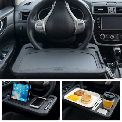 Portable Car Steering Wheel Table – Two-Sided Design, Lunch Tray & Laptop Holder - Image 4