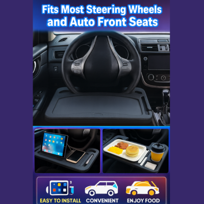 Portable Car Steering Wheel Table – Two-Sided Design, Lunch Tray & Laptop Holder - Image 5